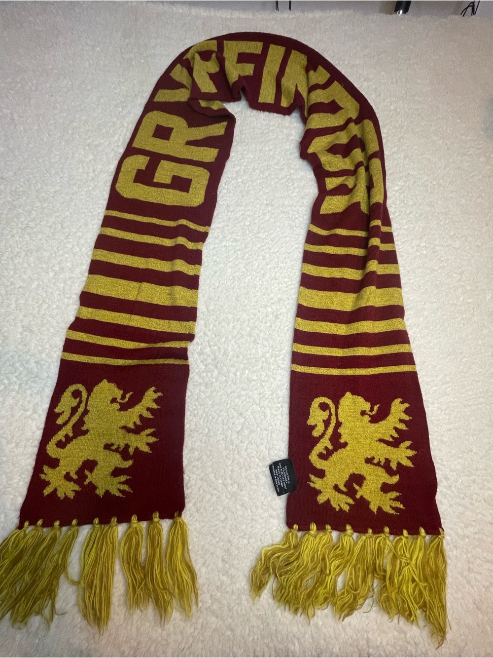 Harry Potter Gryffindor Double Knit Scarf 80" Burgundy Gold Knitted Crest